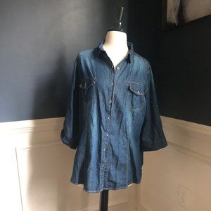 NWT DENIM STYLE BUTTON DOWN WESTERN SHIT